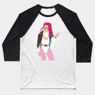 bright pink hair ski girl vintage skiing 80's Baseball T-Shirt